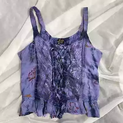 Vintage Y2k Purple Lace Up Cami Top Floral Print (S-M) Festival Summer • $25