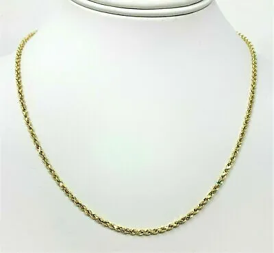 14K Solid Yellow Gold Necklace Rope Chain 16'' 18  20  22  24  26  28  30  2MM • $159.99