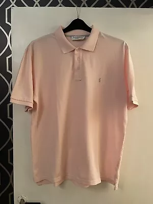 Mens Yves Saint Laurent Polo Size XL YSL Vintage T-Shirt Short Sleeve Pink • £19.99