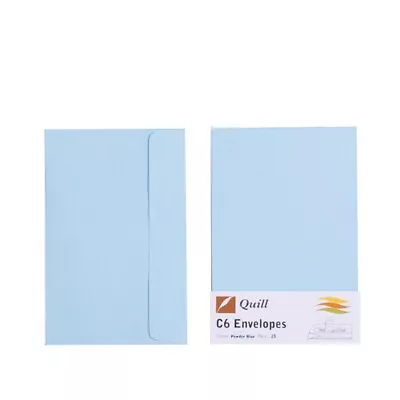 25 X Quill Light Blue Quality Plainface C6 Envelopes - Peel & Seal - Pack Of 25 • $7.68