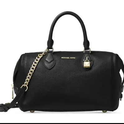 NWT MICHAEL Kors GRAYSON LARGE SATCHEL Shoulder Bag BLACK Leather MSRP$348 • $170