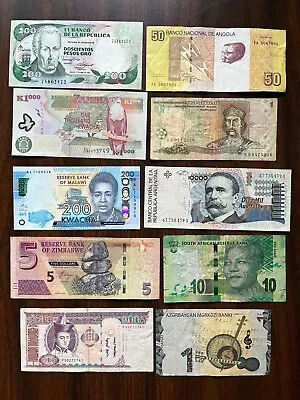 Collection Of 10 Mixed World Banknotes Circulated Currency Foreign Paper Money • $10.95