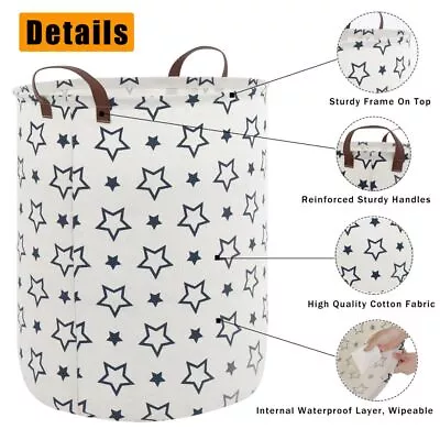 Laundry Basket 40x50cm Washing Dirty Clothes Hamper Toy Bin Storage Bag Folding • £9.99