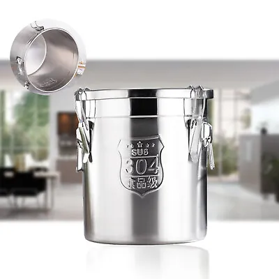 6 L Airtight Rice Bucket 304 Stainless Steel Canister Food Storage Containers US • $33.35
