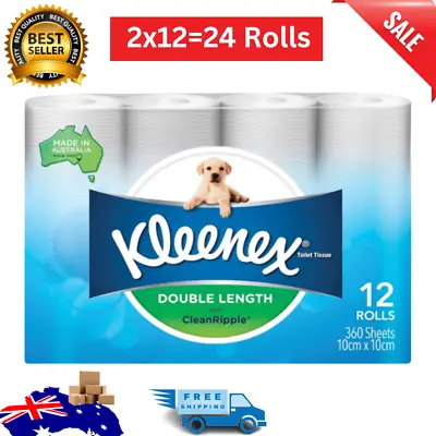 $36.90 • Buy Kleenex Toilet Paper Double Length Bathroom Tissue Soft Strong Absorbent 24 Roll