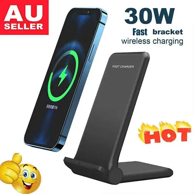 $15.86 • Buy 30W Qi Fast Wireless Charger Stand Dock Pad For IPhone 13 Pro 12 Samsung S22+ #T