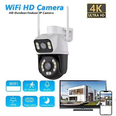 ICSEE HD 4MP+4MP Dual Lens WiFi Wireless Camera Outdoor Home IR IP Security Cam • $37.98