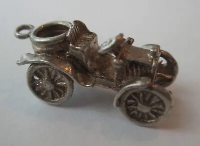 VTG English Sterling ANTIQUE OLD TIME CAR Silver Bracelet Charm • $12