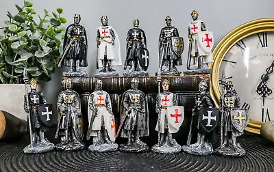 Ebros Set Of 12 Medieval Knights Crusaders Figurines Suit Of Armor Miniature • $39.99