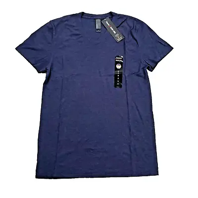 Hanes T Shirt Mens Small Navy Blue V-Neck Premium FreshIQ Black Label • $10.49