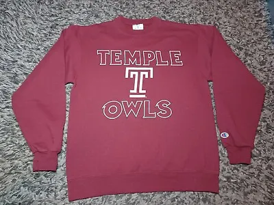 Vtg Champion Temple University Owls Crewneck Sweatshirt Spell Out Pullover Y2K • $26.99