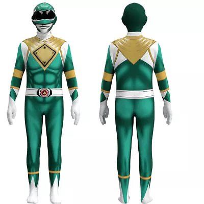 Mighty Morphin Power Rangers Costume Kids Adults Superhero Cosplay Jumpsuit • $26.31