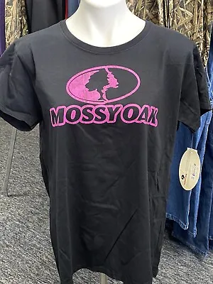 NWT Womens Mossy Oak Black/Pink Logo Short Sleeve T-Shirts Sized M-2XL • $13.99