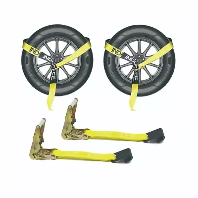 2 Pack Flat Hook Axle Straps Car Trailer Hauler Ratchet Tie Down Strap BS 10000 • $36.99