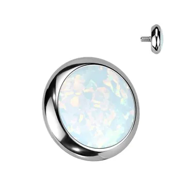 White Synthetic Opal Titanium Microdermal Dermal Piercing Top  • $11.99