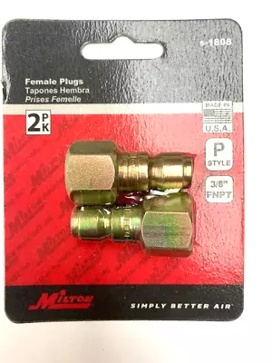 Milton S-1808 3/8  NPT Female Plug Fitting P-Style  2 Pieces Per Pack • $9.25