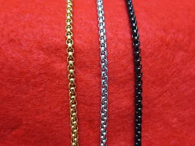 $5.62 • Buy 3mm 16 -60  Gold-silver-black Plated Stainless Steel Smooth Box Rope Necklaces