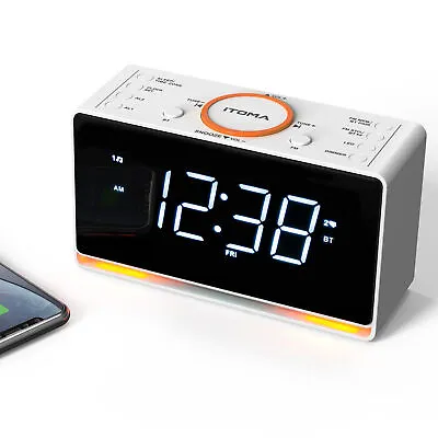 Digital Alarm Clock FM Radio Bedside Night Light Dual Alarm USB Charge Bluetooth • $40.47