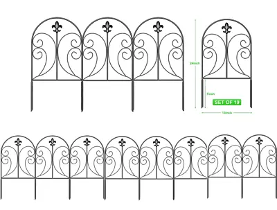 19pcs Metal Garden Fence 20ft(L)x24in(H) Rustproof Animal Barrier Fencing Border • $45.99