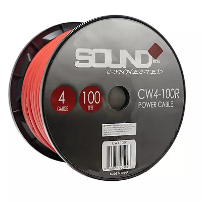 SoundBox CW4-100R 4 Gauge 100' CCA Amplifier Power / Ground Amp Wire Spool Red • $59.95