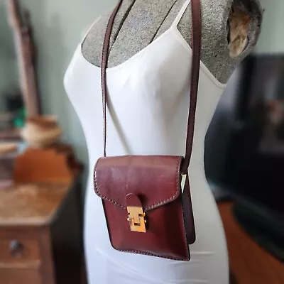 Vintage Leather Crossbody Bag Burgundy 17.5  X 14  X 2.5 • $16.10