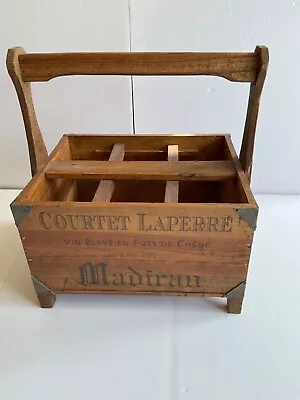 Vintage French Wooden Crate Wine Box Panel Custom Handle Courtet Laperre Madiran • $99.95