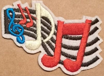 Music Notes Embroidered Iron On Patch • $5.95