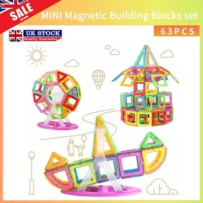 63 PCS Magnetic Building Blocks Splicing Set Children's Puzzle • £10.29