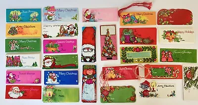 Vintage Christmas Gift Tags Lot Of 100+ Bright Colors Pink Green • $29.99