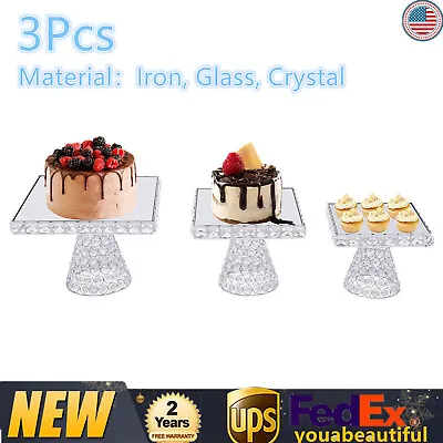 3Pcs Metal Cupcake Stand Cake Dessert Wedding Party Display Plate Set Sliver USA • $51.70