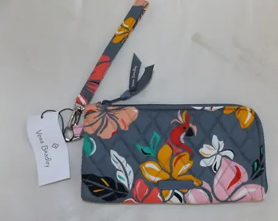 VERA BRADLEY RFID Tech Wristlet Coastal Paradise Gray W/ Flamingo Exact One NWT • $34.95