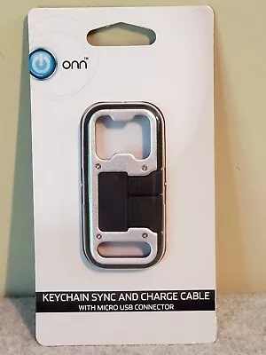 Onn Keychain Sync And Cable Charger With Micro USB Connector Color: Black-New! • $9.90