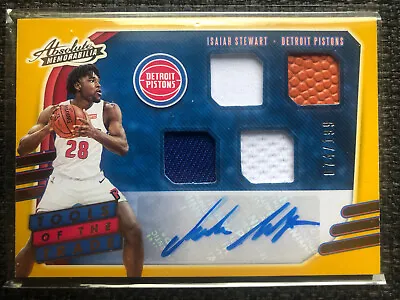 $99.95 • Buy 2020-21 Absolute Isaiah Stewart Tools Of The Trade 4 Swatch RPA Card #74/199