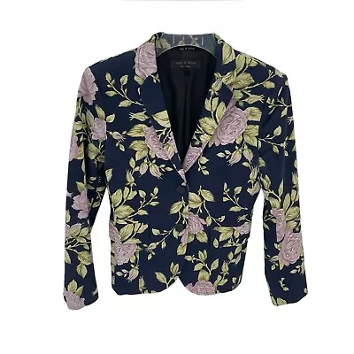 Rag And Bone Navy Blue Floral Bailey Chintz Print Blazer Size 6 Two Button • $49