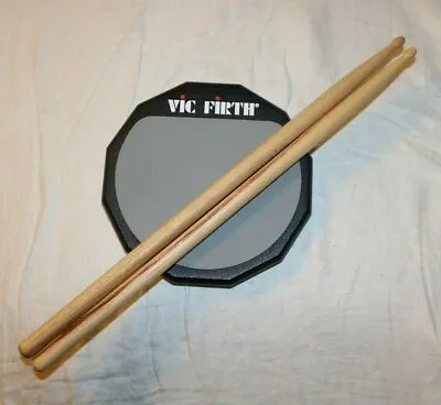 VIC FIRTH Single Sided Practice Pad 6  With Soft Surface Rubber & 2 Sticks • $19.95