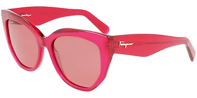 Salvatore Ferragamo Women's Transparent Red Cat Eye Sunglasses SF1061S 613 Italy • $64.99