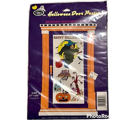 VTG Halloween Door Poster Betta 1990 27” X 60” Witch Moon Ghost Pumpkin Cat • $12.99