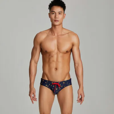 Men's Sexy Low Rise Bikini Swimwear Star Drawstring Beachwear Swim Briefs Nylon • $12.59