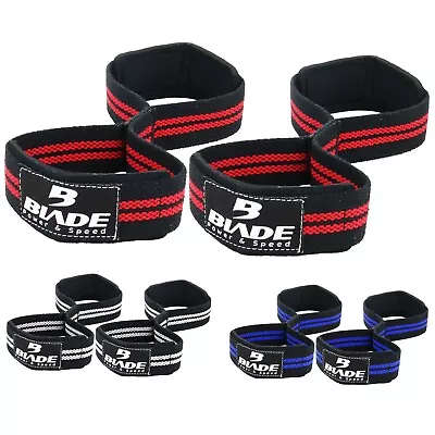 Weight Lifting Wrist Straps Figure Eight 8 Padded Cuff Gym Deadlift Double Loop • £5.99