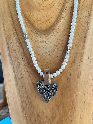 Jes MaHarry Angel Pendant (NEW) On A Sundance Moon Genuine Pearl Toggle Necklace • $139