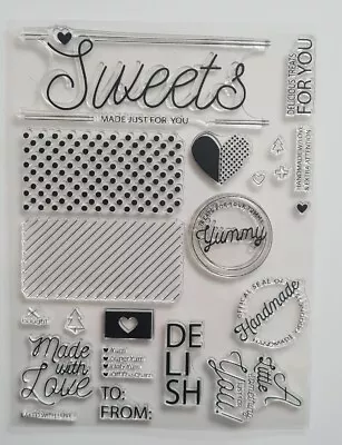 Sweet Treats Handmade Sweets Stamp Set. 20x15cm. Yummy. Made For You. Delish.  • £3