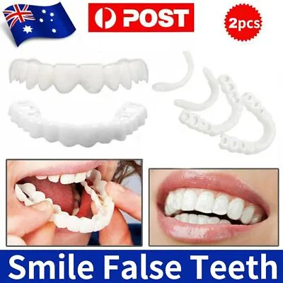 $9.99 • Buy Snap On Bottom Upper+Lower False Teeth Dental Veneers Dentures Fake Tooth Smiles
