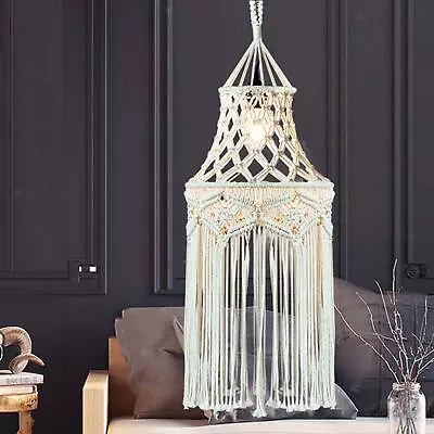 Macrame Tassel Lamp Shade Chandelier Lampshade For Wedding Bedroom Dorm Office • £20.06