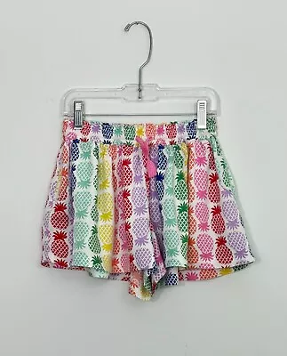 Mini Boden Girls Shorts 7-8Y Yellow Green Red Pineapple Drawstring Pockets • $24.99