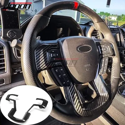 Real Carbon Steering Wheel Trim For Ford F150 F-150 F250 F350 F550 Raptor 18-20 • $159.10