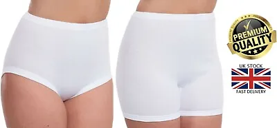 New Ladies 3 Pack 100% Cotton Interlock Leg Briefs Pantee Bloomers Underwear • £7.99