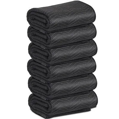 6 Moving Blankets Black Quilted Pads Shipping Furniture Protection 80  X 72'' • $41.58