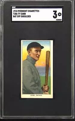 1910 T206 Piedmont Cigarettes Ty Cobb Bat Off Shoulder SGC 3 • $5999