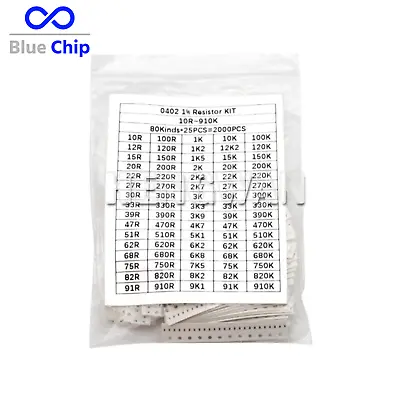 2000/4000pcs 1% 0402 0603 0805 1206 SMD Chip Resistor Assorted Kit 10-910K Ohm • $14.98