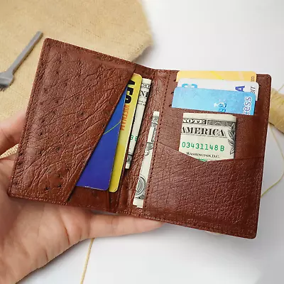 Ostrich Genuine Wallet Brown Credit Card ID Holder Vintage Slim RFID Blocking • $75